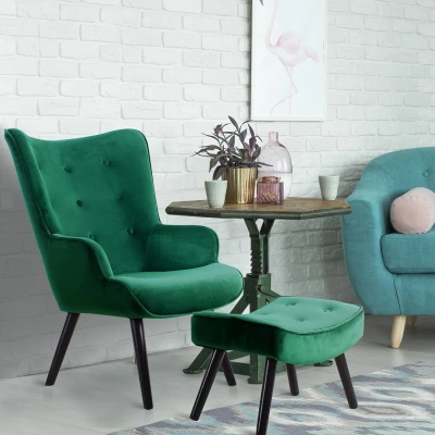 Imagen de Menzzo Lylou Silla/Sillón, Terciopelo, Verde, 64