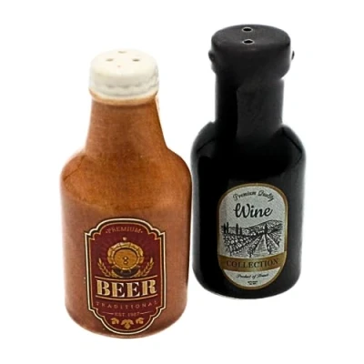 Imagen de Dekohelden24 Salero y pimentero de cerámica como botella vino cerveza, 7 x 3 cm