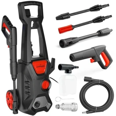 Imagen de Lehmann Hochdruckreiniger Jukon mit Alu Saugpumpe, 480 l/h Fördermenge, 1600 W, 5 m Hochdruckschlauch, kompakter Flächenreiniger Reinigungsmittelbehälter
