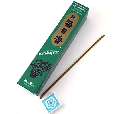 Imagen de Cedarwood Morning Star Quality Japanese Incense by Nippon Kodo 50 Sticks + Holder