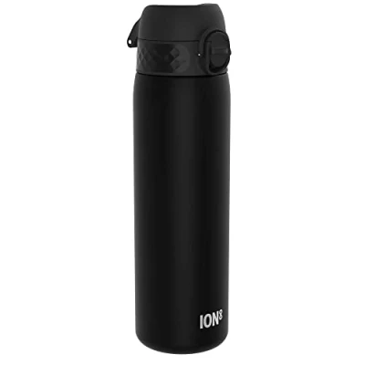 Imagen de Ion8 Botella Agua, 500ml, a Prueba de Fugas, Fácil Abrir, Cerradura Segura, Apta para Lavavajillas, Sin BPA, Asa Transporte, Limpiar, Neutro en Carbono, Negro