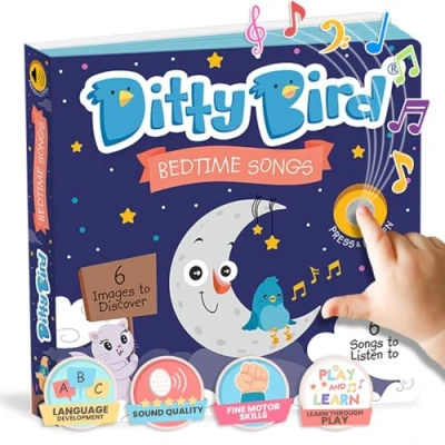 Imagen de Ditty Bird Bedtime Songs: Mi Primer Libro de Sonido Interactivo con 6 Canciones para Aprender inglés Mientras te diviertes. Juguete Educativo bebés y niños a Partir 1 año.