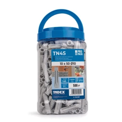 Imagen de Index Fixing Systems TN4S EP Taco de Nylon 4 Segmentos para Todo Tipo Materiales, 8 x 40 mm, Set 500 Piezas