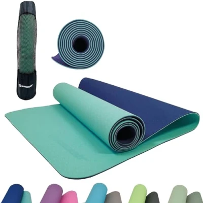 Imagen de Schildkröt Fitness Esterilla de Yoga para Ejercicios, 4mm, en Estuche, Azul marino/Menta, 960067
