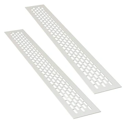 Imagen de sossai® Rejillas de ventilación aluminio Alucratis (2 piezas) Rectangular dimensiones: 48 x 6 cm Color: blanco rejilla aire
