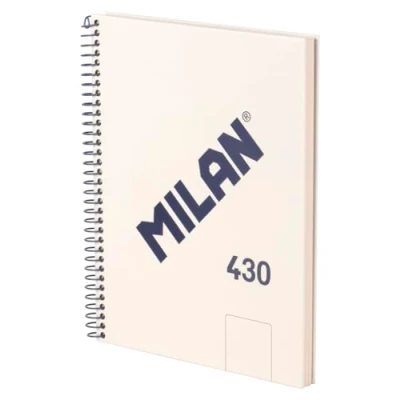 Imagen de MILAN® Cuaderno A5 con espiral y tapa dura, 80 hojas blancas de 95 gr/m², colección 430 since 1918, beige