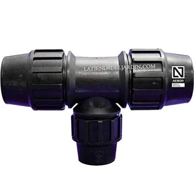 Imagen de Suinga TE 40 32 mm POLIETILENO. Producto con certificado AENOR utilizado en tuberías PE 1 1/4&quot; y 1&quot; para uso fontanería, riego obras.