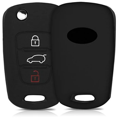 Imagen de kwmobile Funda Compatible con Hyundai Llave de Coche Plegable 3 Botones Carcasa Protectora Silicona para Case en Negro