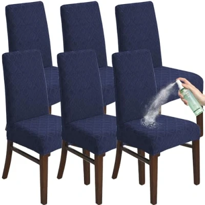 Imagen de KELUINA Juego de 6 fundas para sillas comedor, elásticas extraíbles lavables e impermeables