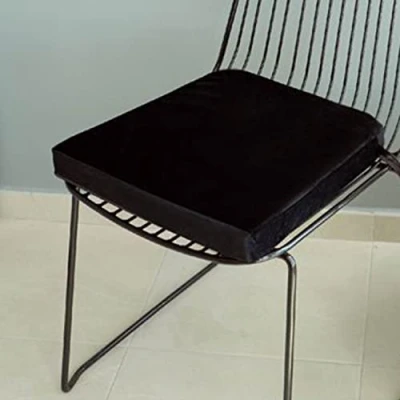 Imagen de GREATOYAR Cojin para Silla y Asiento, Cojín Decorativo con Correas de Sujeción, Cuadrado, Decoración Jardín Casa Terraza, Fabricado en España, 40 x 4,5 cm, 1 Unidad, Terciopelo, Negro