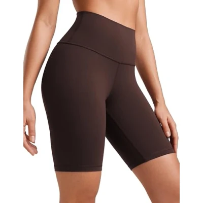 Imagen de CRZ Yoga Mujeres Butterluxe Mallas Cortas Cintura Alta Fitness Ejercicio Corriendo Shorts de Ciclismo 20cm Marrón Fudge Caliente 42