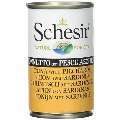 Imagen de Schesir, Comida Húmeda para Gatos Adultos, Sabor Bacoreta con Pescado Azul, Preparado en Gelatina Blanda Total 0,84 kg (6 latas x 140 gr)