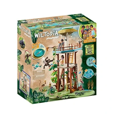 Imagen de PLAYMOBIL Wiltopia 71008 Torre de Investigación con Brújula y Animales Juguete, Juguete sostenible para niños a Partir 4 años