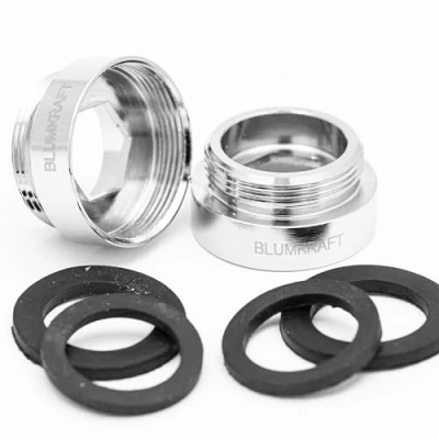 Imagen de BLUMKRAFT Lote de 2 adaptadores grifo F24 M22 metal macizo latón plateado 24 mm hembra 22 macho (F24 M22/M22 F24)