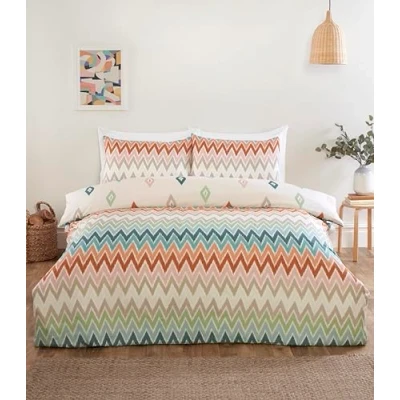Imagen de Rapport Home Juego de Ropa Cama 4 Piezas Estampado cheurón Funda nórdica Reversible tamaño King, sábana Bajera Ajustable Microfibra Suave con Fundas Almohada a