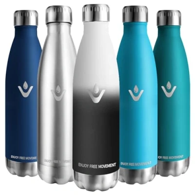 Imagen de Vikaster Botella agua termica, 1000ml acero inoxidable, Termo Sin BPA, Mantener 12H Caliente/24 Frío, termica Niños, Adultos, Oficina, Deporte, Exteriores
