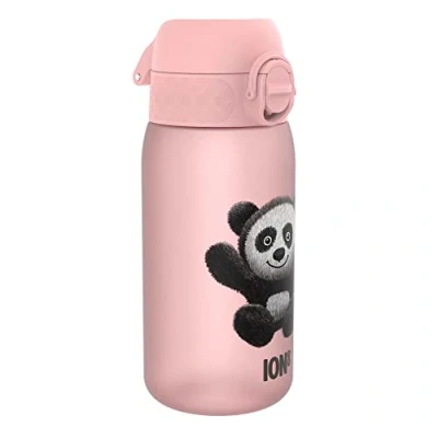 Imagen de ION8 Botella de Agua para Niños, 350ml, a Prueba Fugas, Fácil Abrir, Cerradura Segura, Apta Lavavajillas, Sin BPA, Asa Transporte, Limpiar, Neutro en Carbono, Diseño Panda