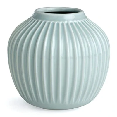 Imagen de Kähler Hammershøi jarrón H13 cm en Color Menta jarrones de Porcelana Hechos a Mano Estilo escandinavo con Ranuras Ideal como Decorativo para Ramos, ramitas o Pieza Decorativa