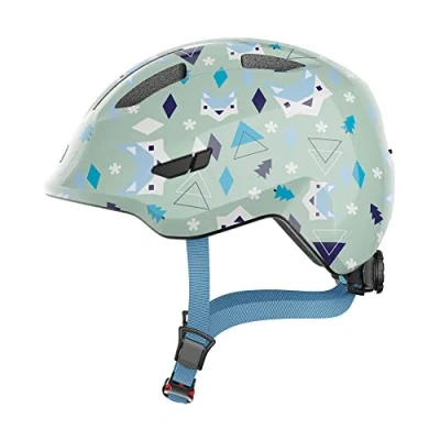 Imagen de ABUS casco infantil Smiley 3.0 de bicicleta con ajuste bajo, diseños adaptados a los niños y espacio para una coleta niñas verde claro dibujo, talla S