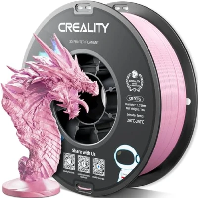 Imagen de Creality Filamento PETG 1.75mm, Fuerte Tenacidad, Inodoro, Mejor Fluidez, Impresora 3D Precisión Dimensional +/ 0.03mm, 1KG Rosa