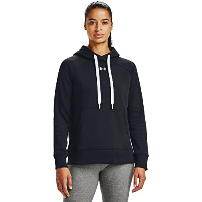 Imagen de Under Armour Rival Fleece HB Sudadera con Capucha para Mujer, Sudadera, Color Negro/Blanco/Blanco (001) tamaño Medium (1356317)