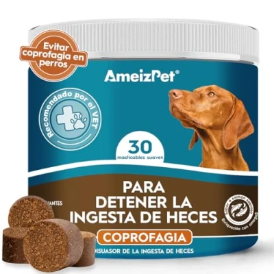 Imagen de AmeizPet Trata Sin Caca para Perros, Evitar Coprofagia En Suaves Disuasorio Perros Comer Heces La Enzimas Digestivas, 30 Chuches 67.5g (2.3 Oz)