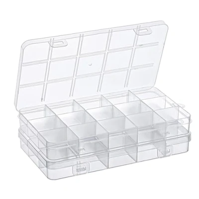 Imagen de MumdoYAL 2 Piezas caja organizadora plastico，caja minerales，cajas de almacenamiento compartimentos，Con 15 compartimentos y tapas para almacenar aretes, perlas, atornillando