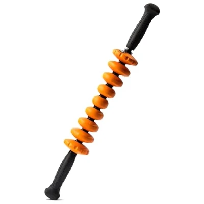 Imagen de TRIGGERPOINT STK Bastón de masaje contorno, rodillo espuma mano, muscular tejido profundo, gris y naranja, 50 cm