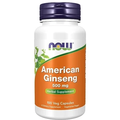 Imagen de Now Foods, American Ginseng (Ginseng Americano), 500mg, 100 Cápsulas vegetales, Testado en Laboratorio, Sin Gluten, Soja, Vegetariano, No GMO