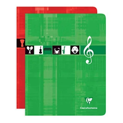 Imagen de Clairefontaine 3799C Cuaderno piqué musical y canto, 17 x 22 cm, 56 páginas, diseño de música línea, color aleatorio