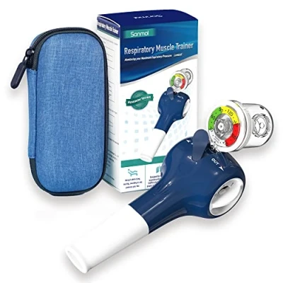Imagen de Sonmol Dispositivo de ejercicio respiración para pulmones con estuche viaje, entrenador muscular respiratorio, expansor capacidad pulmonar