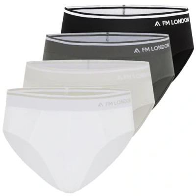 Imagen de FM London Calzoncillos Bambú Hombre (Pack de 4) Cómodos sin Etiqueta en la Cintura Elásticos Abertura Delantera Multipack, Negro/Gris/Blanco, 4XL
