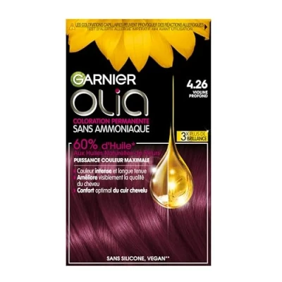 Imagen de Garnier Coloración permanente Sin amoníaco Con aceites naturales de flores Violina Profundo (4.26) Olia Vivids