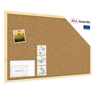 Imagen de ALLboards Tablón de Corcho con Marco Madera 80x50cm, Anuncios