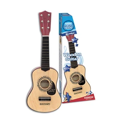 Imagen de Bontempi Wooden Guitar with 6 Strings, Multicolor, 55 x 18.1 6.5 cm (21 5530)