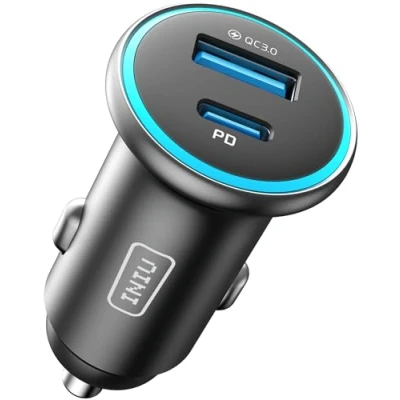 Imagen de INIU Cargador de Coche, USB C 33W+USB A 36W Carga RÁPIDA Automóviles, Adaptador Metal para iPhone 16 15 14 13 12 Pro MAX Mini Samsung S21 Huawei LG