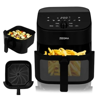 Imagen de Freidora de Aire Zeegma Knapper Chef 6,5L Cocina Saludable sin Aceite con 10 Programas Automáticos, 1600W, Calentamiento Rápido en 60s, Pantalla Táctil LCD, Fácil Limpiar