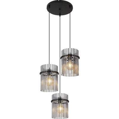 Imagen de Globo Lámpara colgante Gorley, Ø 47 cm, gris humo, 3 luces, cristal