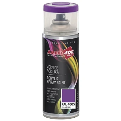 Imagen de AMBRO SOL Pintura acrílica en spray, color Lila, RAL 4005, resultado profesional múltiples superficies, exteriores e interiores, 400 ml