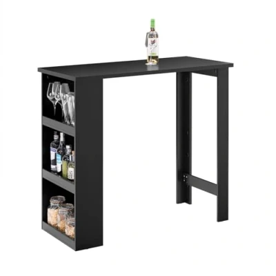 Imagen de SoBuy Mesa Alta de Bar, Comedor con 3 Estantes, Negro, H106cm,FWT17 SCH, ES (Negro)