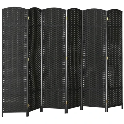 Imagen de HOMCOM Biombo de 6 Paneles Separador Ambientes Plegable 240x170 cm para Salón Dormitorio Oficina Negro