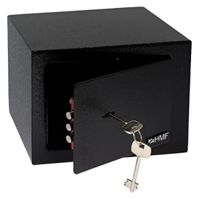 Imagen de HMF 49216 02 caja fuerte pequeña con llave, para muebles, 23 x 17 cm, color negro