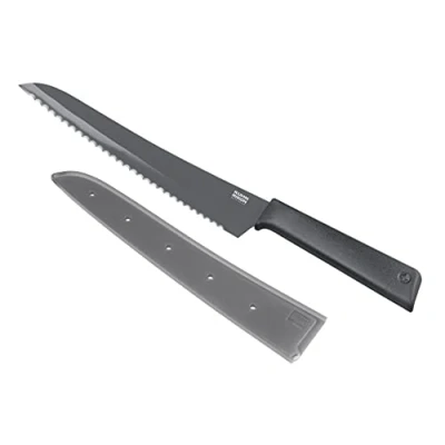 Imagen de KUHN RIKON Colori+ Cuchillo de pan (hoja dentada, protector hoja, antiadherente, acero inoxidable, 32,5 cm), color gris