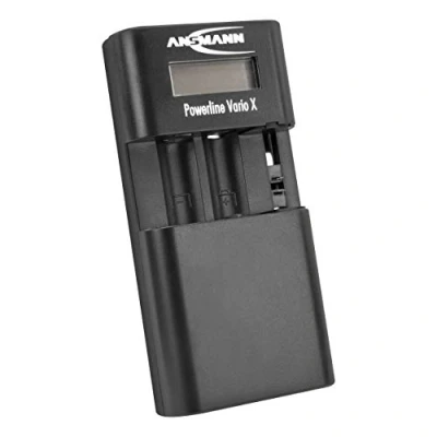 Imagen de ANSMANN Powerline Vario X Caricabatteria per fotocamera in batteria agli ioni di Litio, LiPo, NiMH o 2 batterie Mignon AA Micro AAA, Altezza regolabile del vano ricarica