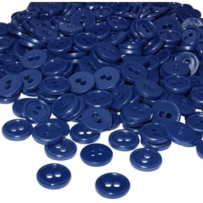 Imagen de AERZETIX C56346 Juego de 100 Botones redondos para costura Ø11.5x2.2mm con 2 agujeros diámetro apertura 2mm color azul oscuro en plástico decoración mercería moda