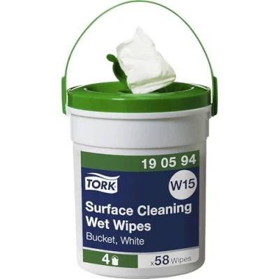 Imagen de Tork Prem.Wet cleaning wipes, 1 plywhite,16mx27cm,case 4 buckets/58 sheets