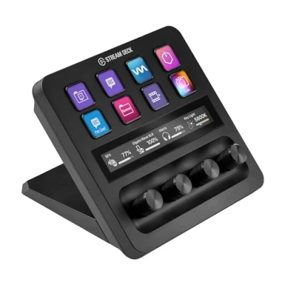 Imagen de Elgato Stream Deck +, mezclador de audio, controlador directo y estudio para creación contenido, streaming, juegos, con banda táctil, diales teclas LCD personalizables, funciona Mac PC