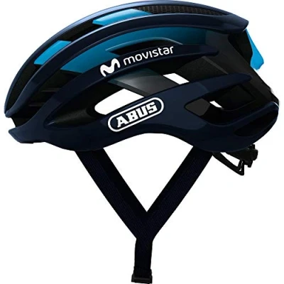 Imagen de Abus AirBreaker Casco de bicicleta contrarreloj alta gama para ciclismo deportivo profesional Unisex, hombre y mujer, Azul (Movistar Team 18), S (51 55 cm)