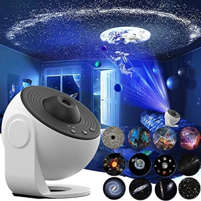 Imagen de Transplant Proyector de cielo estrellado para niños,projector LED planetario estrellado,proyector galaxia,cielo estrellado,luz nocturna con 12 discos planetarios,proyector lámpara