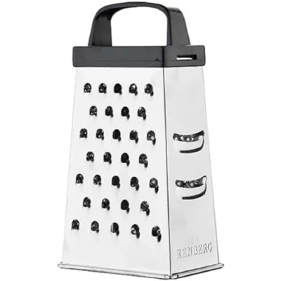 Imagen de RB RENBERG Grater Rallador De Acero Inoxidable Negro 4 Caras Cocina 8.9x6.4x16.5cm Cómodo Queso Multiusos Verduras Fabricado en